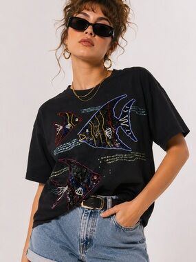Vintage Carducci Beaded Tropical Fish Tee